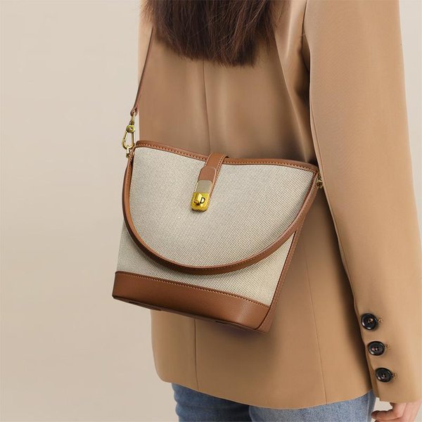 Bolso Cubo Nuevo OtoñO E Invierno Bolso Cruzado De Gama Alta Para Llevar En La Mano O Al Hombro Bolso Para Ir Al Trabajo Brown-image
