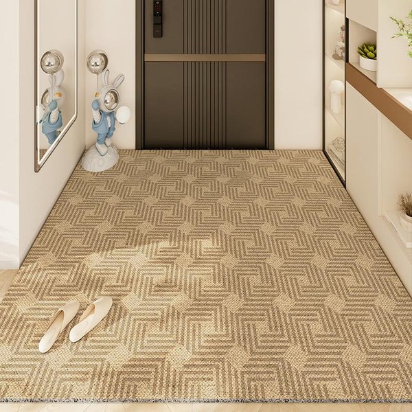 Alfombra De Piso Puerta De Entrada Alfombra De Seda Para Piso Porche Exterior Alfombra Antideslizante FáCil De Cuidar Alfombra Para Pies Sucios De Hogar 80*120Cm Beige-image