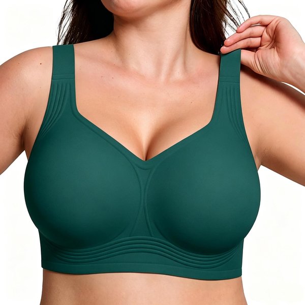 MięKki, Bezszwowy Biustonosz Jelly Plus Size - Wygodny, Bez Fiszbin, Zbiera DużY Biust XXL Zielony-image