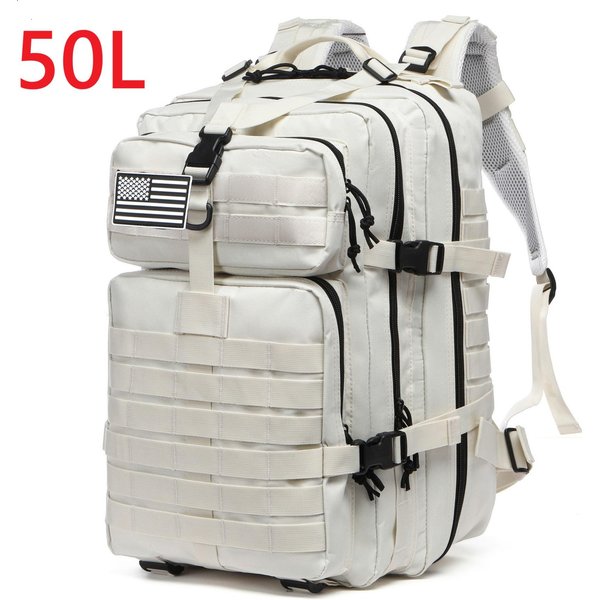 Wodoodporny Taktyczny Plecak 30L/50L Z Nylonu 1000D Do Trekkingu, Polowania I Kempingu White-image