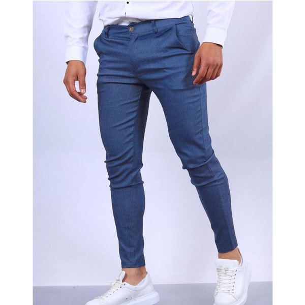 Pantalones Casuales Slim Fit Para Hombre, Pantalones CóModos EláSticos, MúLtiples Colores (Negro, Azul, Beige, Gris) S Azul Denim-image