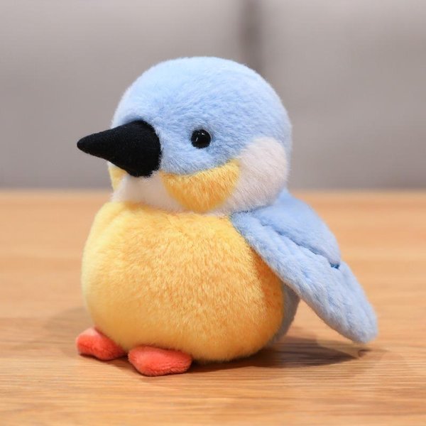 Nuevo Lindo PáJaro Cantando Juguete De Peluche Suave Kawaii Animales Simulados MuñEco Relleno DecoracióN De Escritorio Juguete Creativo Para NiñOs Adorno Para El Hogar Azul-image