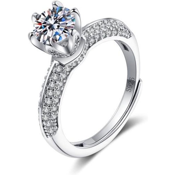 Anillo Nuevo De Moissanita De Un Quilate Para Mujeres JoyeríA VersáTil Anillos De Diamante De Plata S925 Ajustable Regalo De CumpleañOs Festival Amantes-image