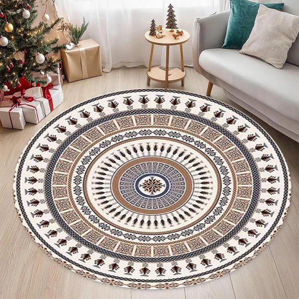 Maroko OkrąGłY Dywan Dywanik Pod Fotel Salon Dywanik MięKki AntypośLizgowy Jasny Kolor Dekoracja Salonu Dywany Zmywalny Mata PodłOgowa Do Szatni 40X40Cm-image