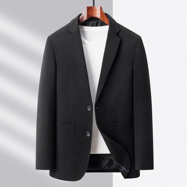 Traje De Lana Nuevo De Primavera Y OtoñO Para Hombre Estilo Coreano Slim Moda Traje PequeñO Casual Para Hombre 4XL Black-image