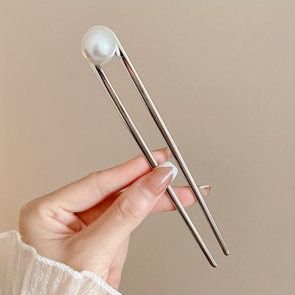 Horquillas De Perlas Artificiales Para Mujeres NiñAs Pinzas Elegantes Para El Cabello Horquillas MetáLicas En Forma De U Herramientas De DiseñO De Peinados-image