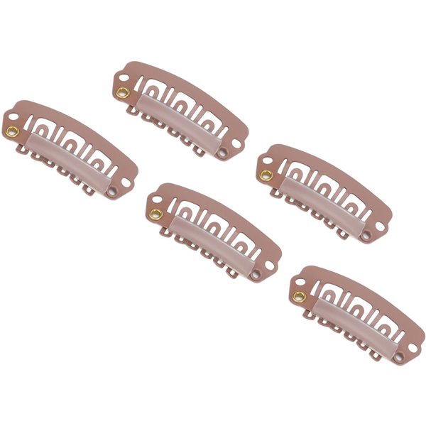 50 Piezas 6 Puntas 6 Dientes Clip De PresióN Para Peluca Metal Acero Inoxidable Pinzas Para El Cabello Para Pelucas Extensiones De Cabello MarróN Claro-image