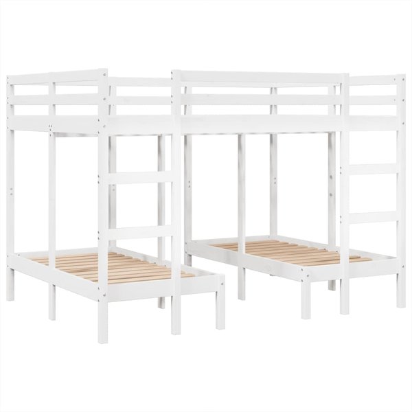 Litera Triple Blanca 140X200 70X140 Cm Madera De Pino Macizo-image