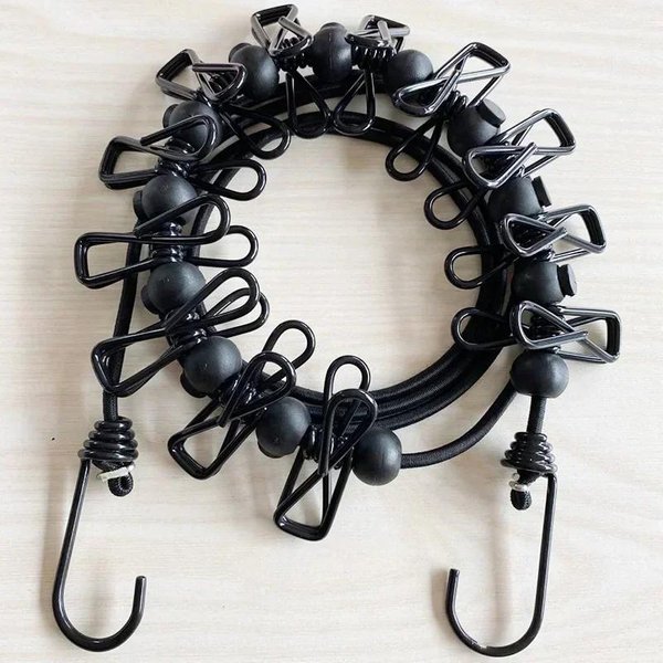 Tendedero PortáTil Ropa Camper Tendedero Con 12 Pinzas Para La Ropa Colgador De Ropa A Prueba De Viento Cuerda Para Tender La Ropa Interior Exterior Negro-image