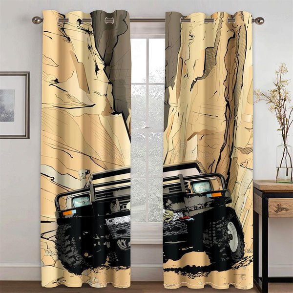 Moda Comic Graffiti Coches De Carreras Geniales NiñOs NiñOs Hombres Cortina Filtrante De Luz De 2 Piezas Para DecoracióN De Ventana De Sala De Estar Dormitorio 75W60H(CM) 2PCS-image