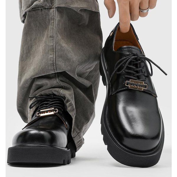 Wysokiej JakośCi MęSkie Trampki I Buty Codzienne Brytyjskie Derby Z DużYm Noskiem Buty Robocze MęSkie Eleganckie Buty Biznesowe Zapatos Hombre 41 Czarny-image