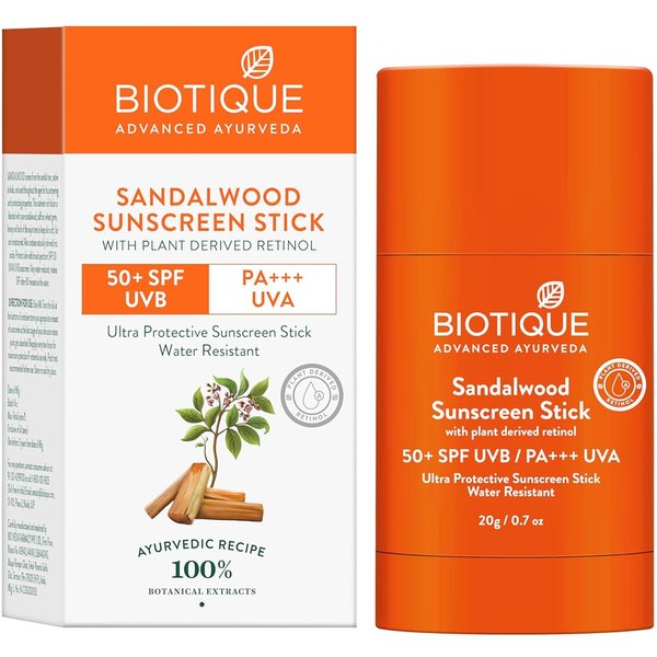 Biotique Protector Solar En Barra De SáNdalo SPF 50+ | 20G | ProteccióN Natural Uva/Uvb | Resistente Al Agua | Hidratante Y No Graso Orange-image