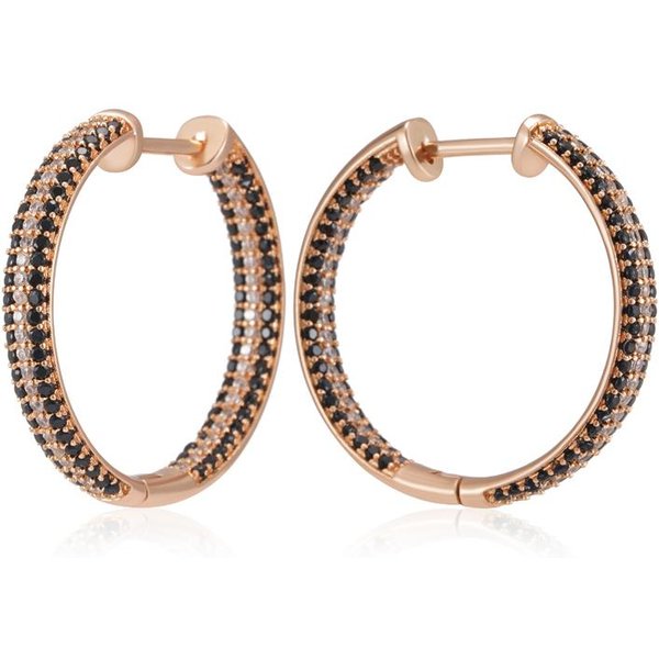 Kienl ÚNico Pendiente De Aro Grande Color Oro Rosa Para Mujer Completamente Brillante Negro Y Blanco Circonita Natural Accesorios JoyeríA Diaria-image