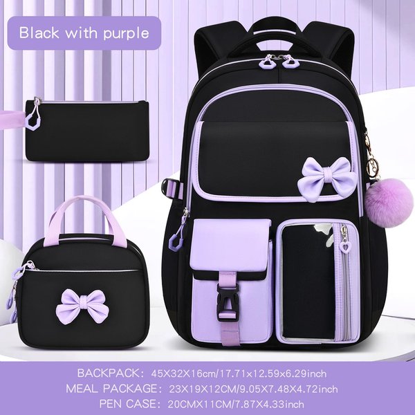 Serie De Estampado De Amor 3 Piezas/Set Mochilas Escolares Para Primaria Gran Capacidad Mochila Linda Para Adolescentes Con Estuche Para LáPices Lonchera-image