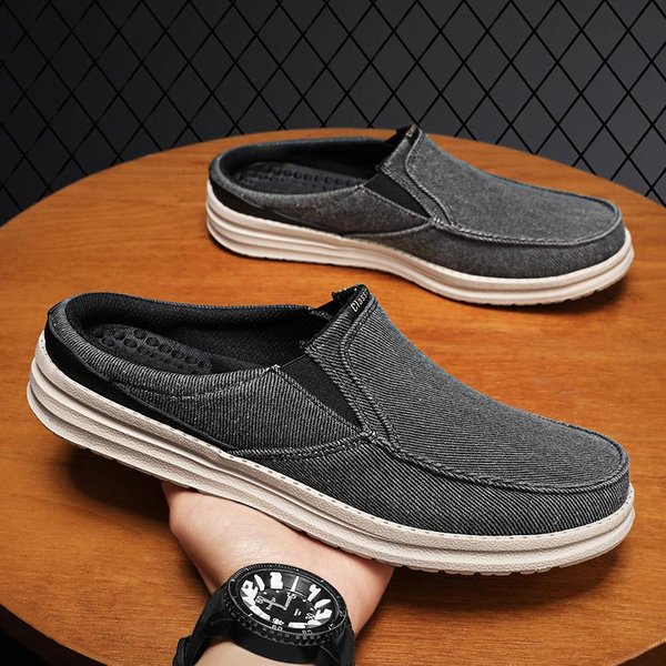 Letnie PółButy MęSkie Buty PłóCienne Lekkie MęSkie OddychająCe MięKkie Wsuwane Casualowe Buty MęSkie Wygodne Lekkie OddychająCe 41 Ciemny Kolor Szary-image
