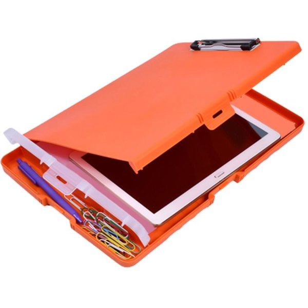 Carpeta De Archivos Multifuncional Con Portapapeles Y Caja De PapeleríA, Caja Organizadora De Archivos PortáTil Para Estudiantes, Profesores Y Escuelas Naranja-image