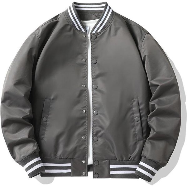 Uniforme De BéIsbol Chaqueta Bomber De Primavera Y OtoñO Para Hombre Abrigo De Pareja Del Mismo Estilo Para Hombre Y Mujer Chaqueta De Trabajo 5XL Gray-image
