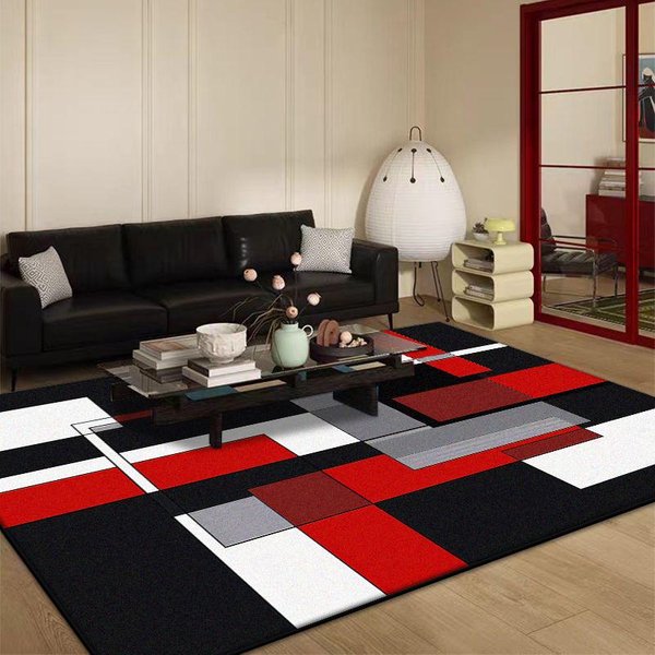 Czerwony Geometryczny Abstrakcyjny Dywan Do Salonu Domowego DużY Dywan Do Dekoracji Sypialni Lekki Luksus Sofa Stolik Kawowy Mata PodłOgowa AntypośLizgowa 80*160Cm-image