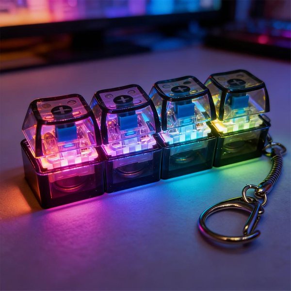 Breloczek LED Z Przyciskiem Klawiatury, Klikalny Przycisk, Zabawka Fidget Do łAgodzenia Stresu I LęKu, PrzenośNy Dodatek Na Biurko, Dekoracja Biurowa, Prezent-image