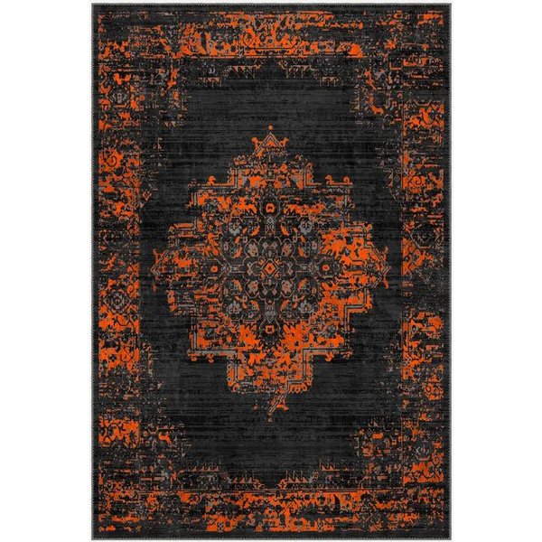 PomarańCzowy Terakotowy Dywan Orientalny Vintage Turecki Dywan Do Salonu Dywan Heriz Zmywalny Dywan Dekoracja Pokoju Prezent Na ParapetóWkę 40X60Cm Black-image