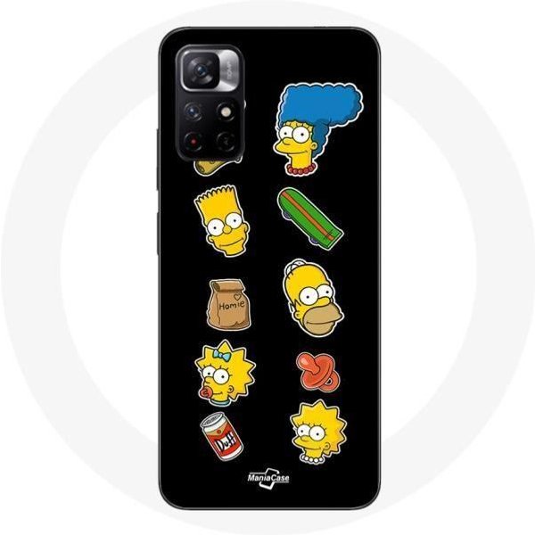 Coque Maniacase Pour Redmi Note 11 5G Les Simpson Autocollants Fond Noir Negro-image