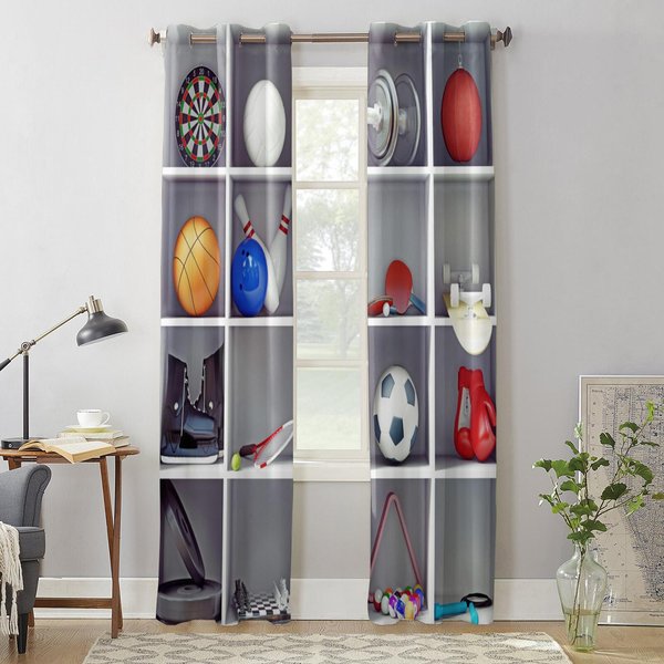 ZasłOny Okienne Do Salonu Kolorowe RęKawice Do Gry W KręGle ZasłOny Do DziecięCej Sypialni Dekoracja Kuchni ŻAluzje ZasłOny 135W X 60H(Cm) X1 Gray-image