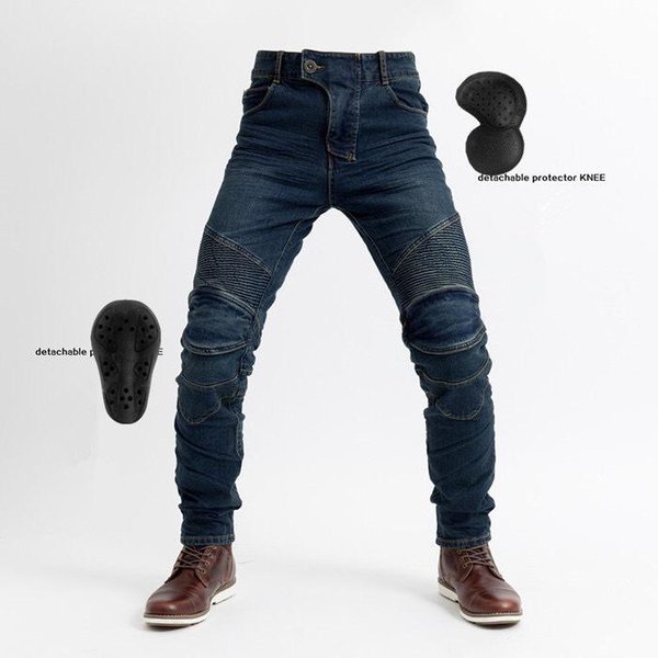 Jeansy Motocyklowe: Unisex, Odporny Na Upadki, Slim Fit, Na KażDą Porę Roku XL Niebieski-image