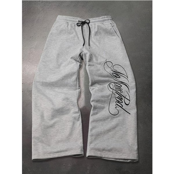 Pantalones Deportivos Casuales Sueltos De Color SóLido Multifuncionales Para Hombre Con CordóN, Estampado CláSico De Letras, Pantalones Casuales De Pierna Ancha Para Hombre S-image