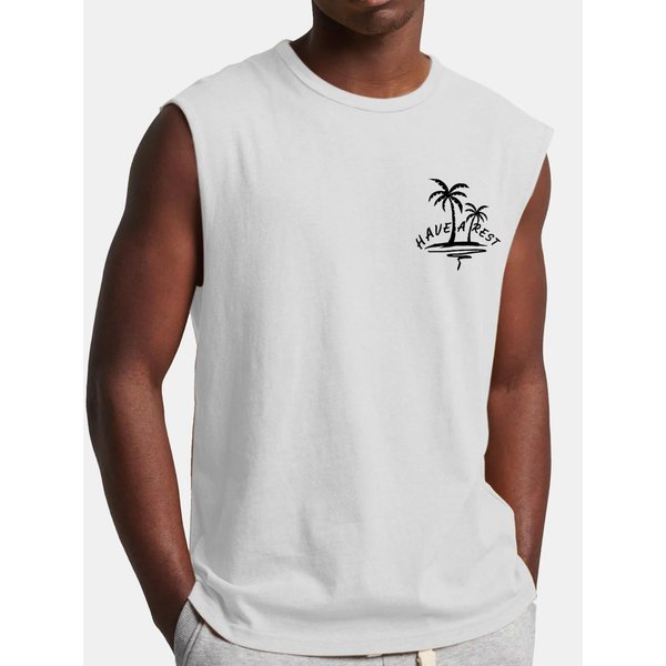 Camiseta Sin Mangas De Verano Para Hombre, Camiseta Sin Mangas Transpirable Informal De Talla Grande Para Surf Y Playa, Camiseta Holgada Con Estampado, Camiseta Para Hombre S Blanco-image