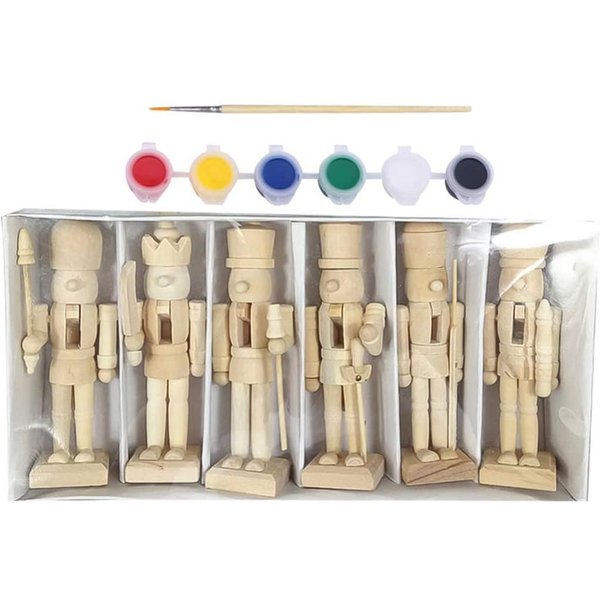 Juego De 6 Adornos De Cascanueces De Navidad De 12 Cm Cascanueces De Madera Personaje Soldado Juguete MuñEco De Madera-image