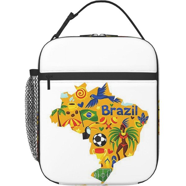 Brazylia Abstrakcyjna Mapa Izolowana Torba Na Lunch Dla Kobiet Dzieci Szczelne Pojemniki Na ŻYwność Termiczny Lunchbox Torba One Size-image