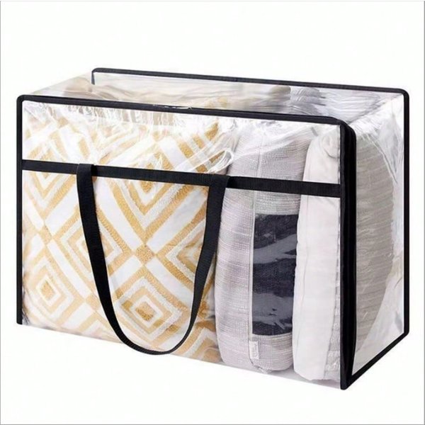 Bolsa De Almacenamiento PortáTil Bolsa De Almacenamiento Transparente A Prueba De Humedad Y Polvo Bolsa De Almacenamiento Para Mudanzas De Gran Capacidad Para Edredones 46*23*38Cm Negro-image