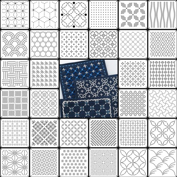 WieloczęśCiowy Szablon Do Pikowania Sashiko Wielokrotnego UżYtku Zestaw SzablonóW Do Haftu Do RęKodziełA Diy, Szycia I Patchworku A1-image