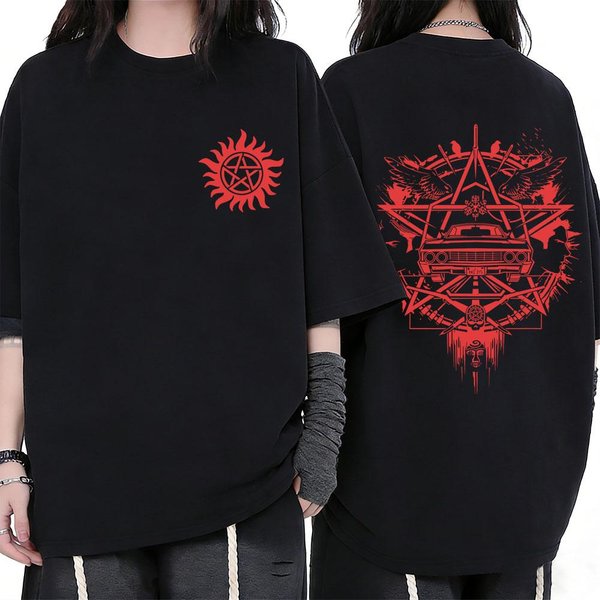 Camiseta GráFica Sobrenatural Verano Hombres Mujeres Moda Casual AlgodóN Suave Manga Corta Unisex Cosplay Oversize Cuello Redondo Camiset... 2XL Varios Colores-image