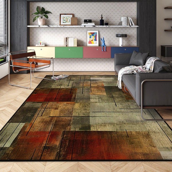 Alfombra De DecoracióN Moderna Estilo Abstracto ÁRea De Sofá De Sala De Estar FáCil Limpieza Capa Alfombras De SalóN Suave Esponjosa Alfombra De Suelo Lavable 60*90Cm-image