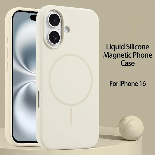 Nowe Oryginalne PłYnne Silikonowe Etui Magsafe Dla Iphone 15 14 16 Plus 11 12 13 16 Pro Max Funda Magnetyczne Bezprzewodowe ŁAdowanie MięKka Pokrowiec For Iphone 15 Plus-image