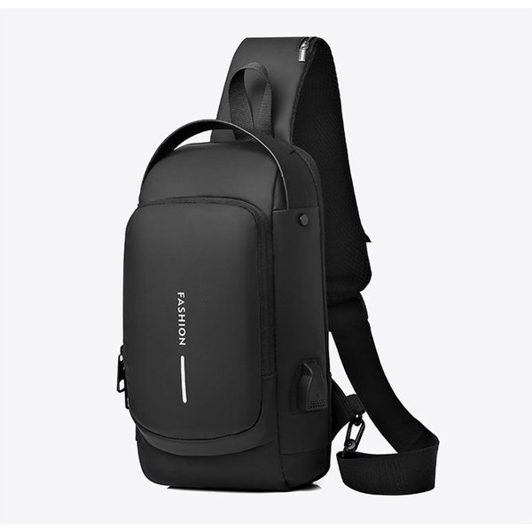 Modna MęSka Torba Na Klatkę Piersiową, Saszetka Biodrowa, Wysokiej JakośCi Torba Crossbody Z Oxfordu, Saszetka Na Klatkę Piersiową, Konstrukcja AntykradzieżOwa, MęSka Torebka, Torba Na Ramię 17Cmx32Cmx10Cm Black-image