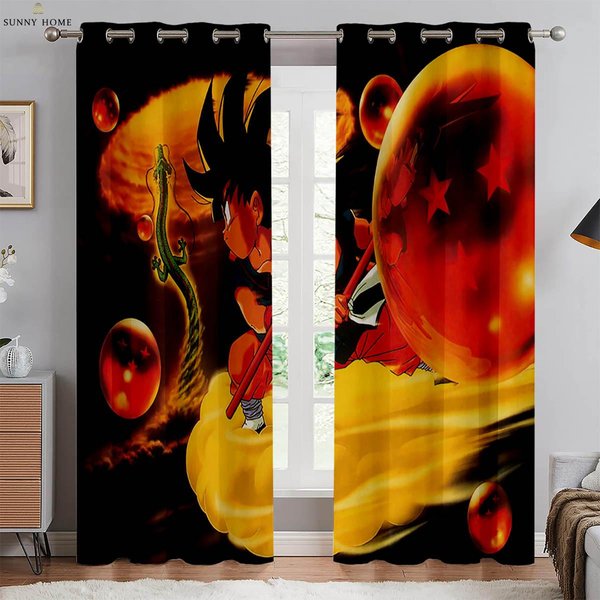2-CzęśCiowe ZasłOny Z Nadrukiem JapońSkiego Anime, Odpowiednie Do Akademika, Sypialni, Salonu, Kuchni, Dekoracyjne ZasłOny Na Cztery Pory Roku W85Xh200(Cm)X2Pcs&Grommet Top-image