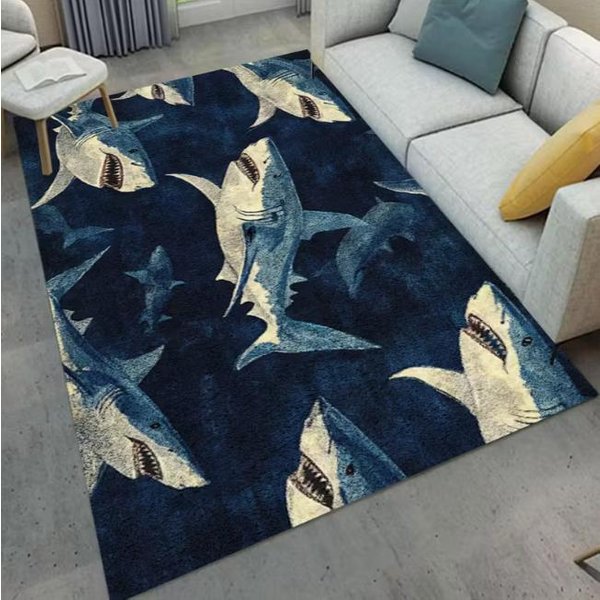 Zabawny Rekin Pizza Dywan Zabawny KreskóWkowy Ocean Dywan Do Pokoju Nastolatka Salonu Sypialni Dekoracja Domu Dywan 50X80CM-image