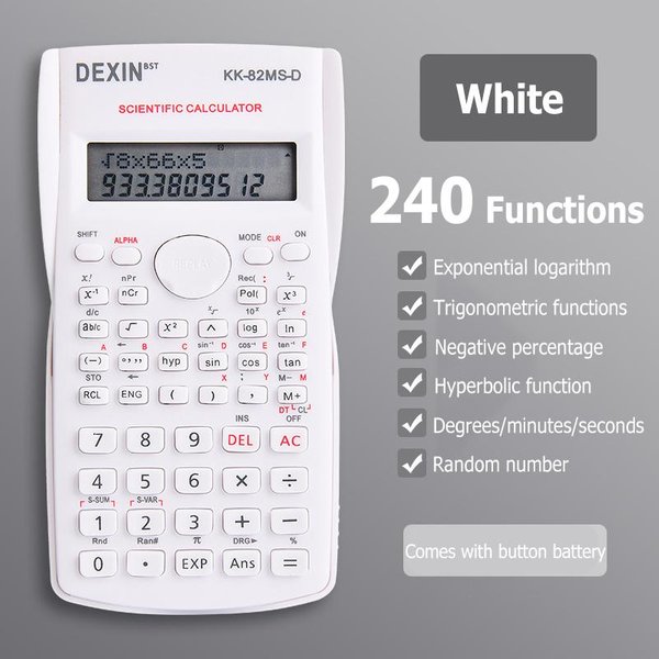 Calculadora CientíFica Multifuncional Para Estudiantes, Calculadora Con FuncióN De Pantalla Grande PortáTil Simple, PapeleríA, Suministros Escolares Y De Oficina Blanco-image