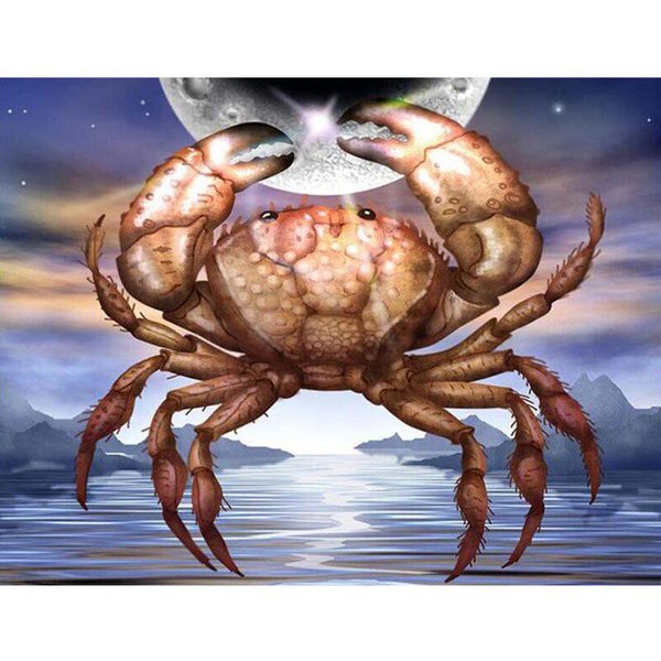 Diament Mozaika Muliną Krab/Morze/KsiężYc Diament Haft ZwierząT Diament Malarstwo 40X50CM-image