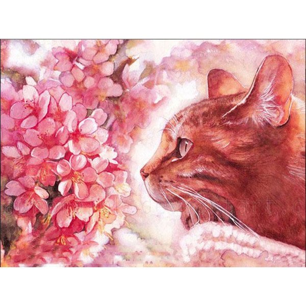 Bordado De Diamantes 5D DIY Pintura De Diamantes Flor Gato Punto De Cruz Mosaico De Diamantes Completo DecoracióN Imagen 20X30CM-image