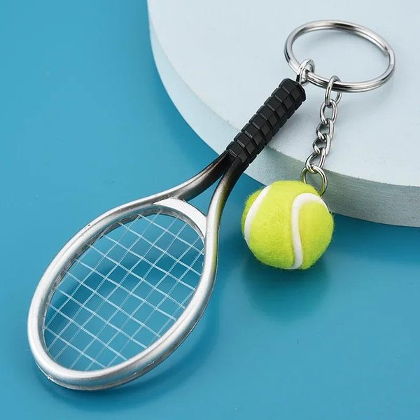 1 Pieza SimulacióN Mini Raqueta De Tenis Pelota Llavero Colgante PortáTil Tenis Forma Bolsa Llavero Accesorios Regalo Verde-image