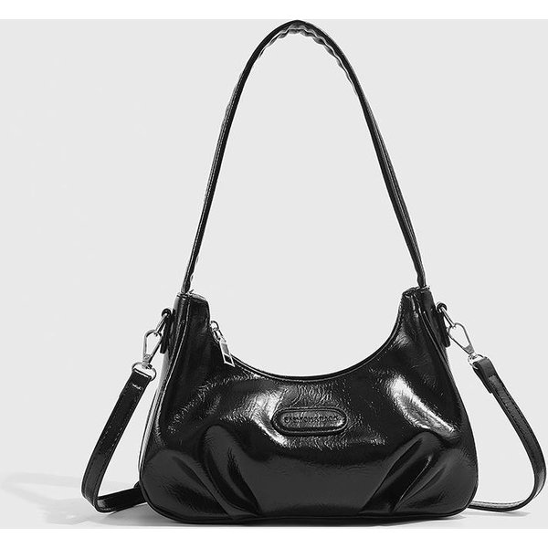 Bolso Cruzado De Un Solo Hombro Moderno Y VersáTil Para Mujer, Con Un Sentido De DiseñO De Alta Gama Y Un Bolso De Axila En Forma De Media Luna Negro-image