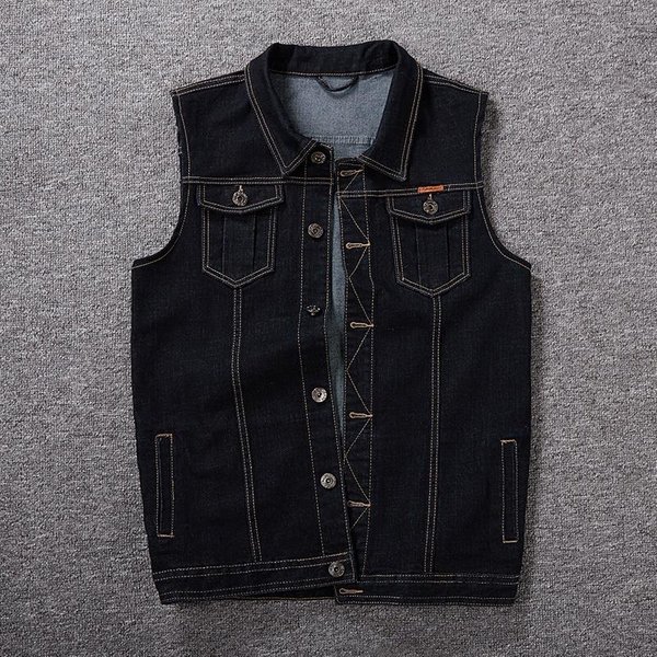 Plus Rozmiar 8XL 7XL 6XL 5XLC BawełNiana Kurtka Bez RęKawóW Kamizelka MęSka DżInsowa Kamizelka Jeansowa M Gray-image