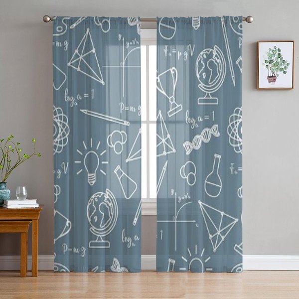 Elementos De EducacióN CientíFica Globo Cortinas TraslúCidas Para Sala De Estar Cortina De Ventana De Tul Transparente Dormitorio Cocina Velo Cortinas 135W X 114H(Cm) Gray-image