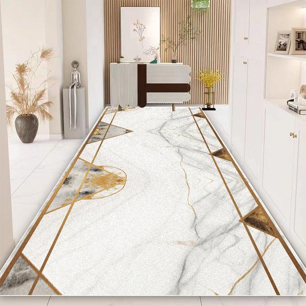 Alfombra Larga De Pasillo Dorada De Lujo Alfombras Runner De Pasillo Estilo Europeo Alfombra Para Escaleras Antideslizante Lavable Felpudo Para Pasillo Personalizable 100*400Cm-image