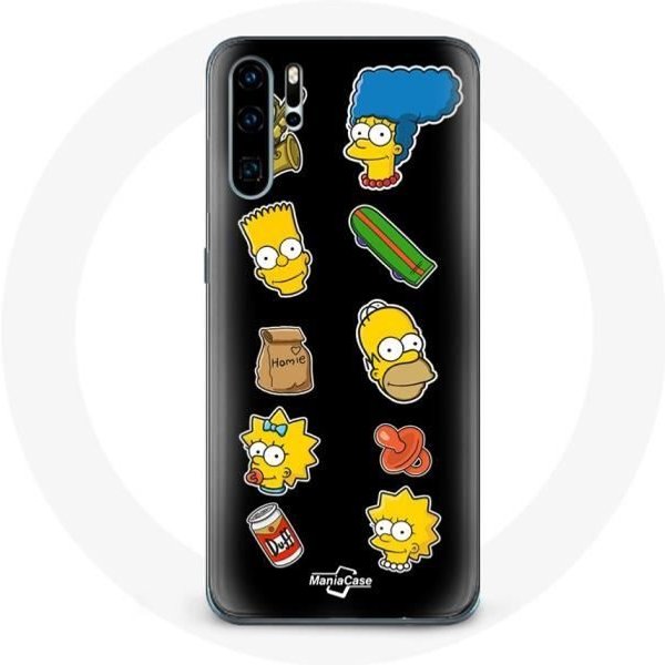 Funda Para Huawei P30 Pro Los Simpson Pegatinas Fondo Negro-image