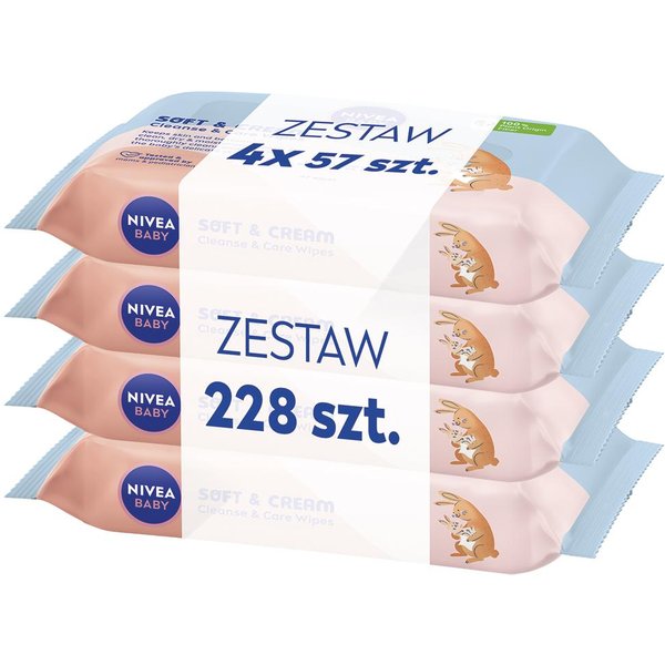 374420 Toallitas Suaves Y Cremosas Nivea Baby 4X 57 Piezas-image
