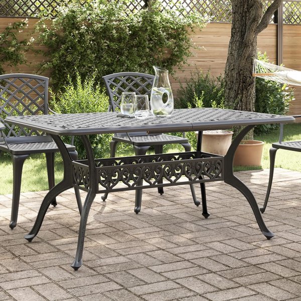 Vidaxl Mesa De JardíN, Negra, 150X90X72 Cm, Aluminio Fundido-image